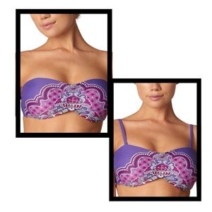 PrAna Cosima Paisley Dusted Peri Jasmine Bandeau Bikini Top with Removable Strap